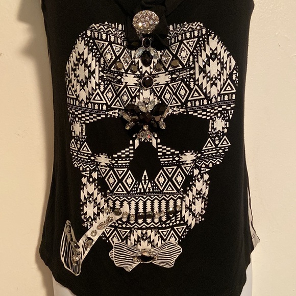 Striped jeweled skeleton tank top. - Picture 2 of 12